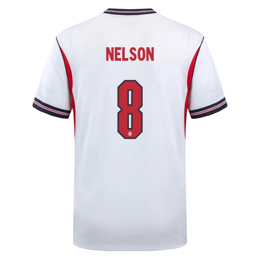 Danxen Niño Camiseta Inglaterra Zack Nelson #8 Blanco Marino Rojo 1ª Equipación 26-28 La Camisa