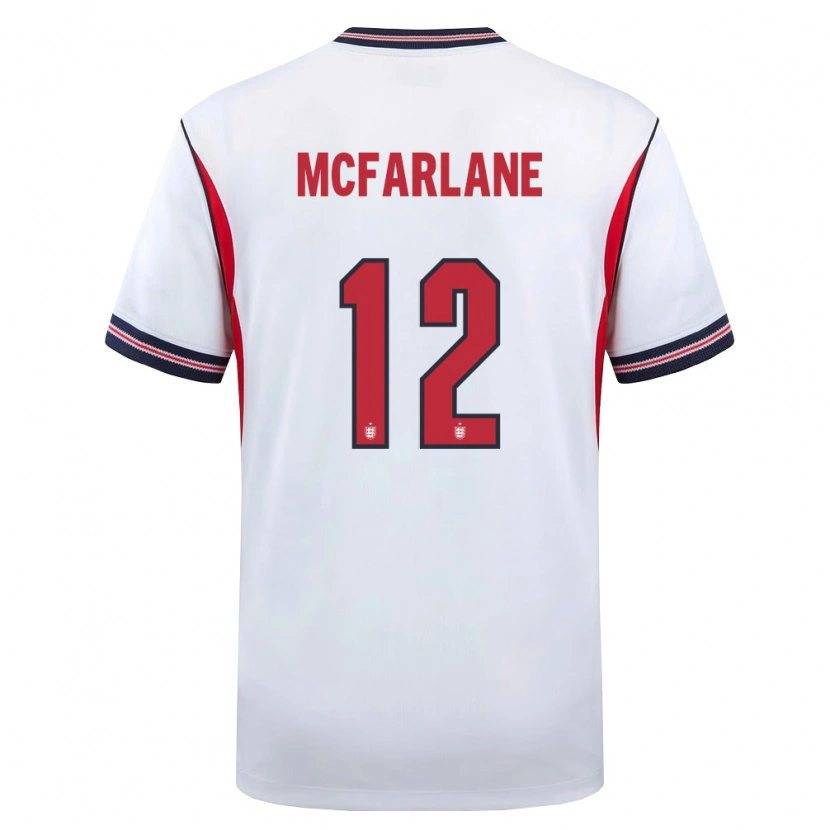 Danxen Niño Camiseta Inglaterra Christian Mcfarlane #12 Blanco Marino Rojo 1ª Equipación 26-28 La Camisa