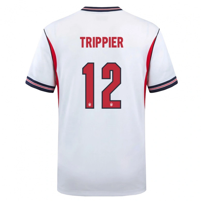 Danxen Niño Camiseta Inglaterra Kieran Trippier #12 Blanco Marino Rojo 1ª Equipación 26-28 La Camisa
