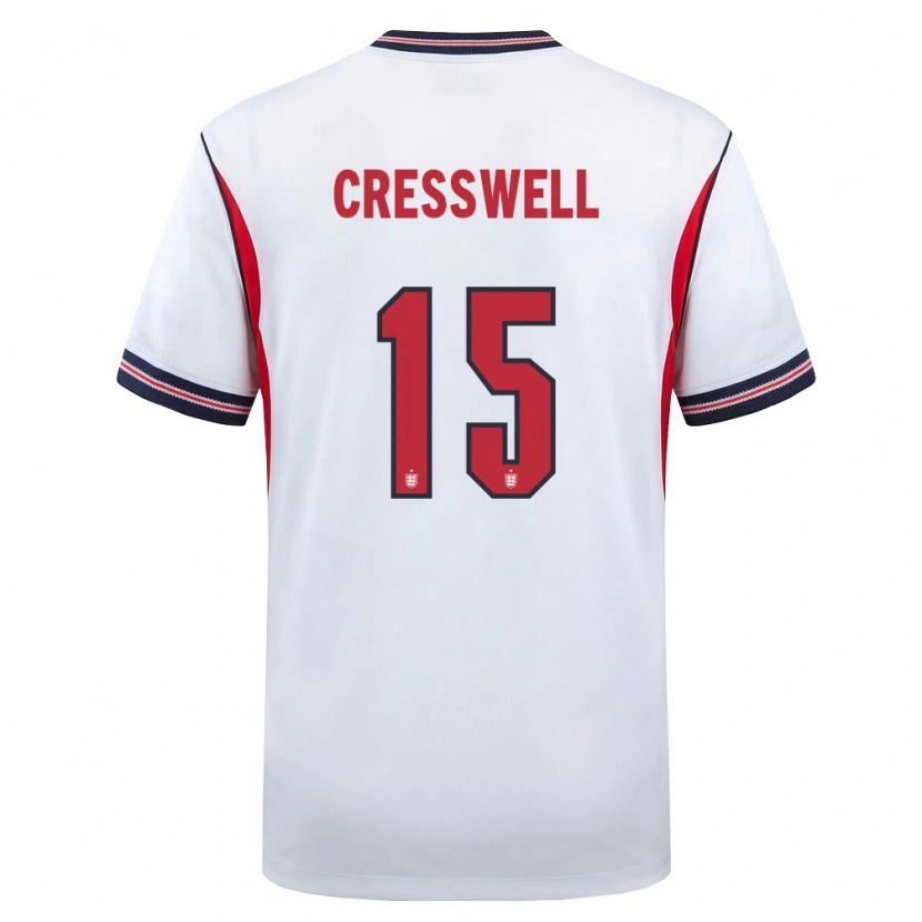 Danxen Niño Camiseta Inglaterra Charlie Cresswell #15 Blanco Marino Rojo 1ª Equipación 26-28 La Camisa