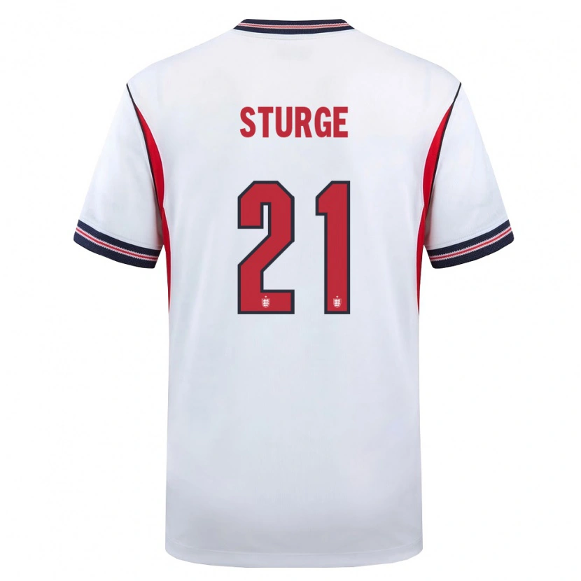 Danxen Niño Camiseta Inglaterra Zak Sturge #21 Blanco Marino Rojo 1ª Equipación 26-28 La Camisa