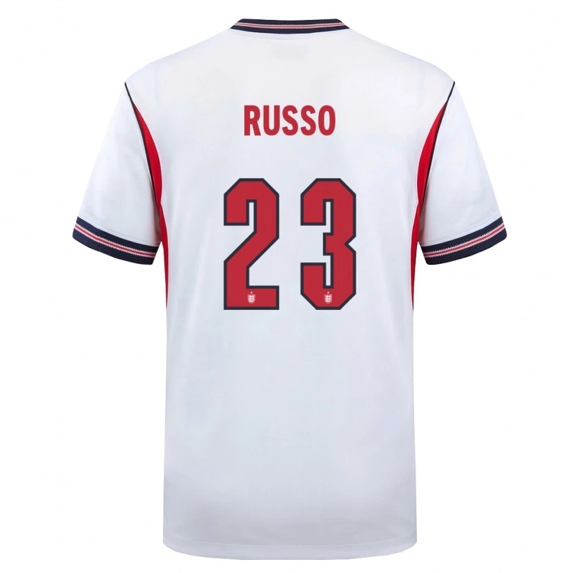 Danxen Niño Camiseta Inglaterra Alessia Russo #23 Blanco Marino Rojo 1ª Equipación 26-28 La Camisa