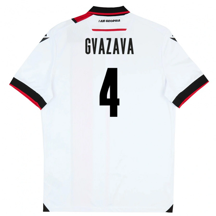 Danxen Niño Camiseta Georgia Nikoloz Gvazava #4 Blanco Negro Rojo 1ª Equipación 26-28 La Camisa