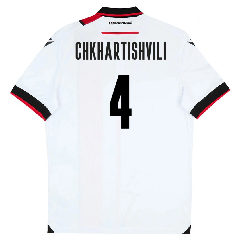Danxen Niño Camiseta Georgia Nino Chkhartishvili #4 Blanco Negro Rojo 1ª Equipación 26-28 La Camisa