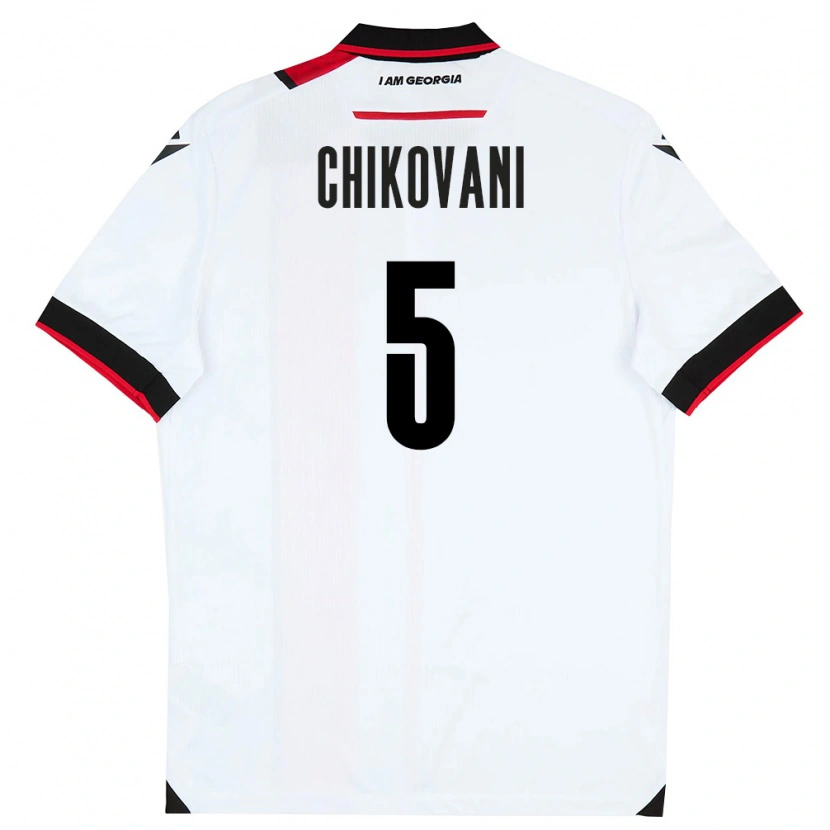 Danxen Niño Camiseta Georgia Nikoloz Chikovani #5 Blanco Negro Rojo 1ª Equipación 26-28 La Camisa