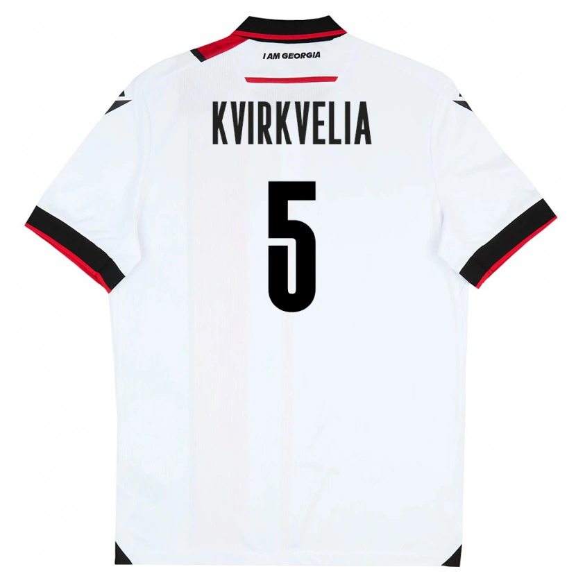 Danxen Niño Camiseta Georgia Solomon Kvirkvelia #5 Blanco Negro Rojo 1ª Equipación 26-28 La Camisa