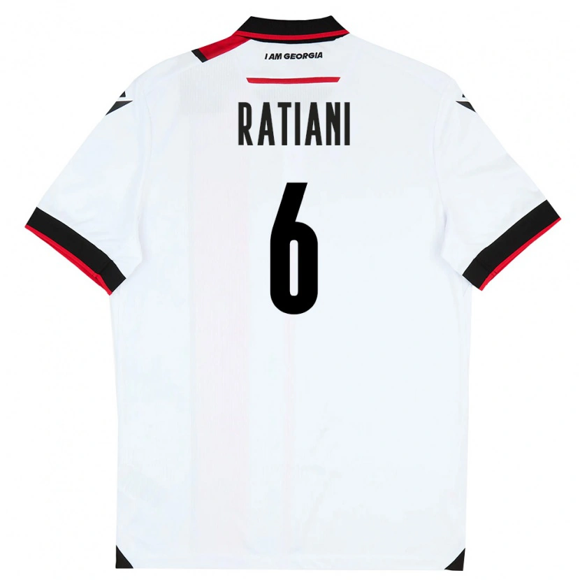 Danxen Niño Camiseta Georgia Sandro Ratiani #6 Blanco Negro Rojo 1ª Equipación 26-28 La Camisa