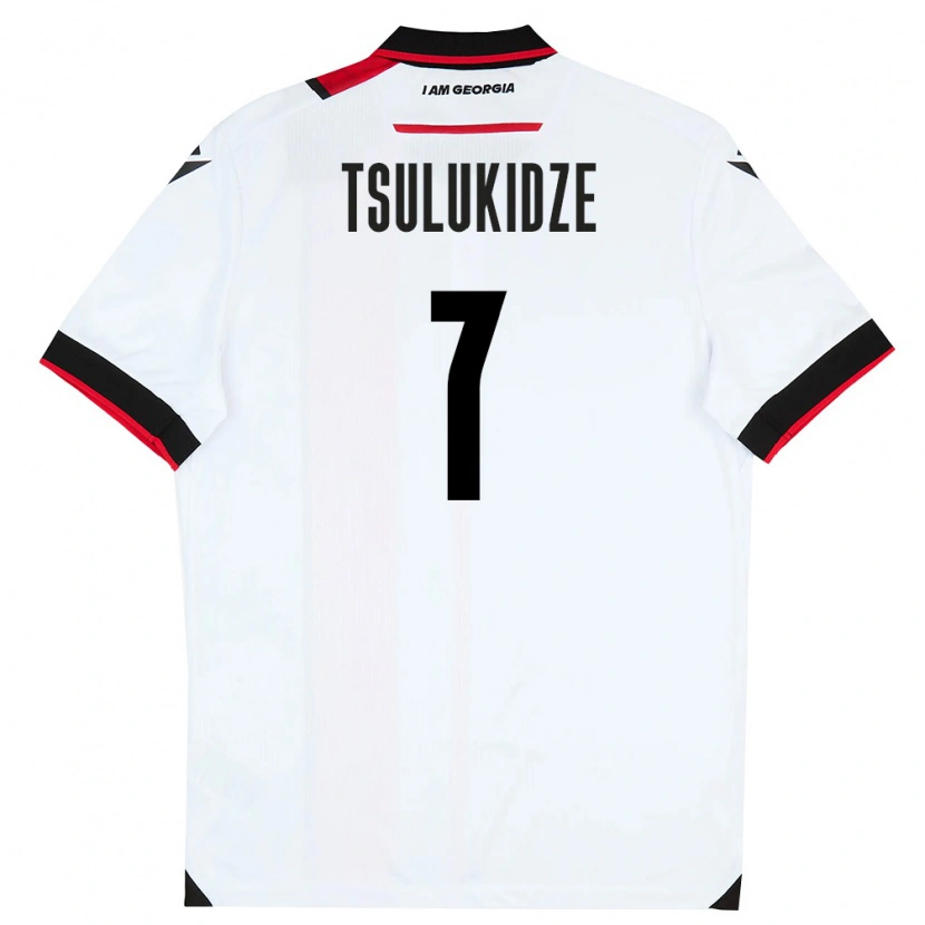 Danxen Niño Camiseta Georgia Luka Tsulukidze #7 Blanco Negro Rojo 1ª Equipación 26-28 La Camisa