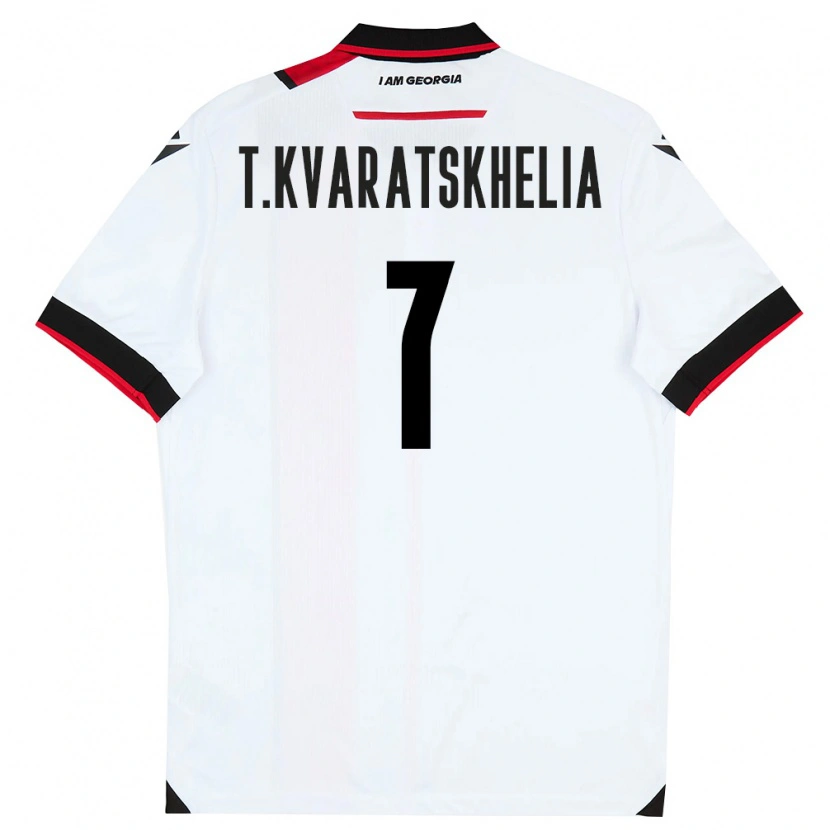 Danxen Niño Camiseta Georgia Tornike Kvaratskhelia #7 Blanco Negro Rojo 1ª Equipación 26-28 La Camisa