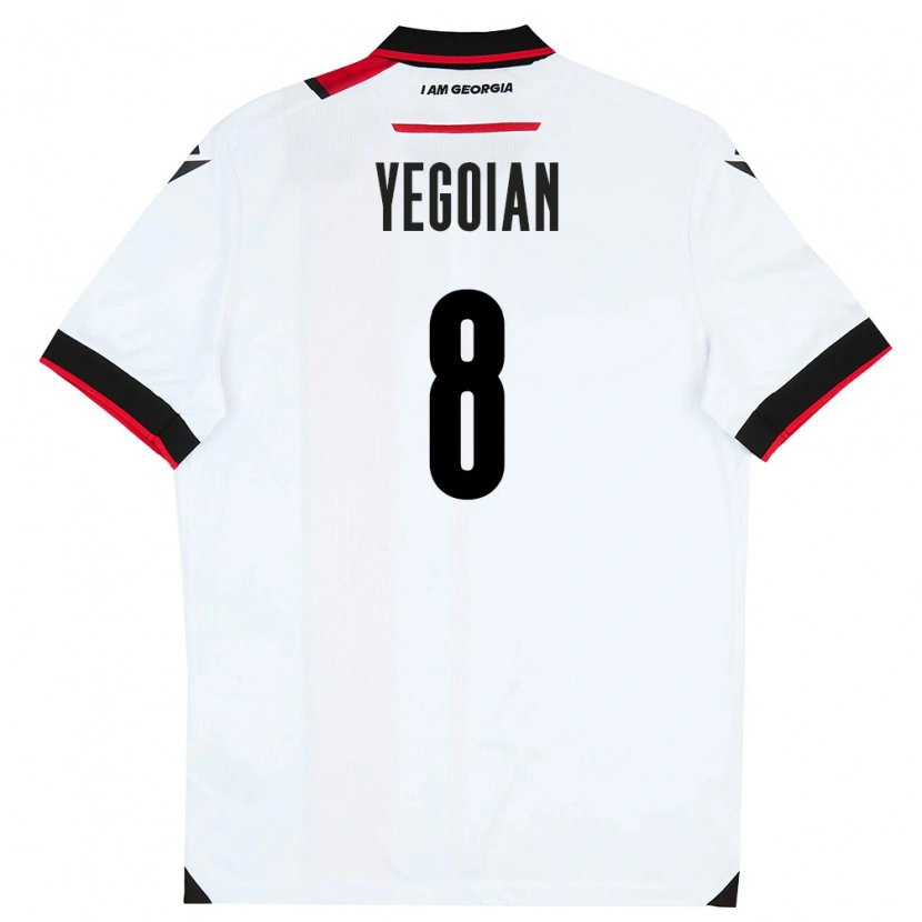Danxen Niño Camiseta Georgia Irakli Yegoian #8 Blanco Negro Rojo 1ª Equipación 26-28 La Camisa
