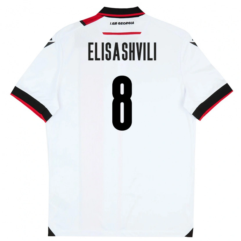 Danxen Niño Camiseta Georgia Nikoloz Elisashvili #8 Blanco Negro Rojo 1ª Equipación 26-28 La Camisa