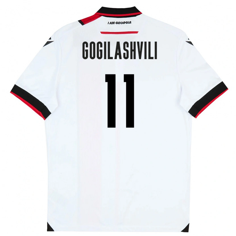 Danxen Niño Camiseta Georgia Davit Gogilashvili #11 Blanco Negro Rojo 1ª Equipación 26-28 La Camisa