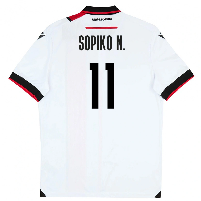 Danxen Niño Camiseta Georgia Sopiko Narsia #11 Blanco Negro Rojo 1ª Equipación 26-28 La Camisa