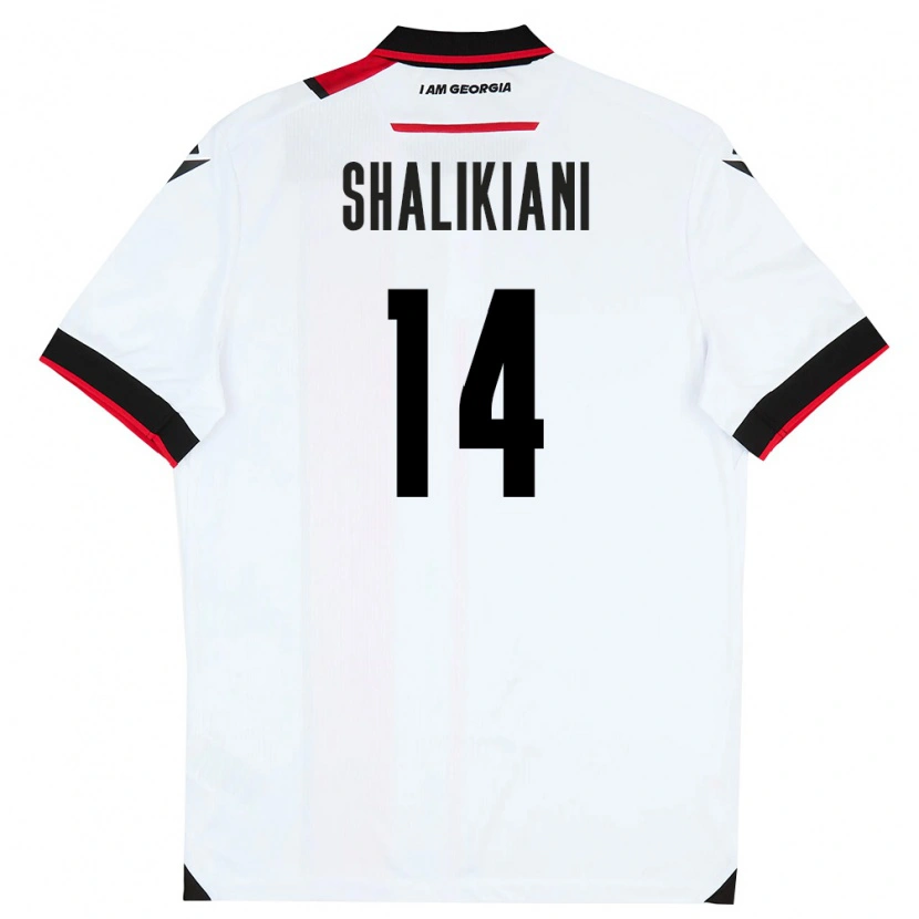 Danxen Niño Camiseta Georgia Nikoloz Shalikiani #14 Blanco Negro Rojo 1ª Equipación 26-28 La Camisa