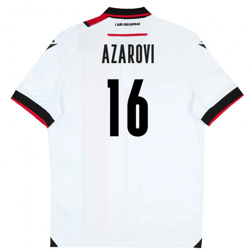 Danxen Niño Camiseta Georgia Irakli Azarovi #16 Blanco Negro Rojo 1ª Equipación 26-28 La Camisa