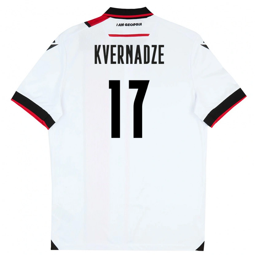 Danxen Niño Camiseta Georgia Giorgi Kvernadze #17 Blanco Negro Rojo 1ª Equipación 26-28 La Camisa