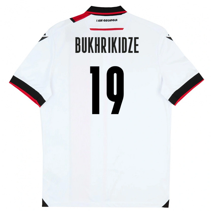 Danxen Niño Camiseta Georgia Nino Bukhrikidze #19 Blanco Negro Rojo 1ª Equipación 26-28 La Camisa