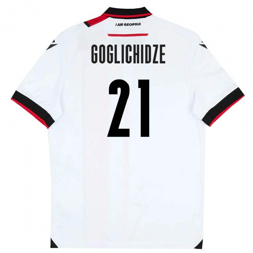 Danxen Niño Camiseta Georgia Saba Goglichidze #21 Blanco Negro Rojo 1ª Equipación 26-28 La Camisa