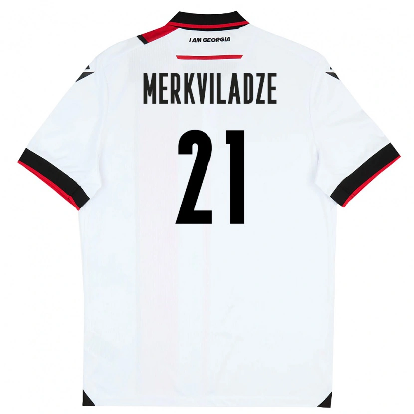 Danxen Niño Camiseta Georgia Dachi Merkviladze #21 Blanco Negro Rojo 1ª Equipación 26-28 La Camisa