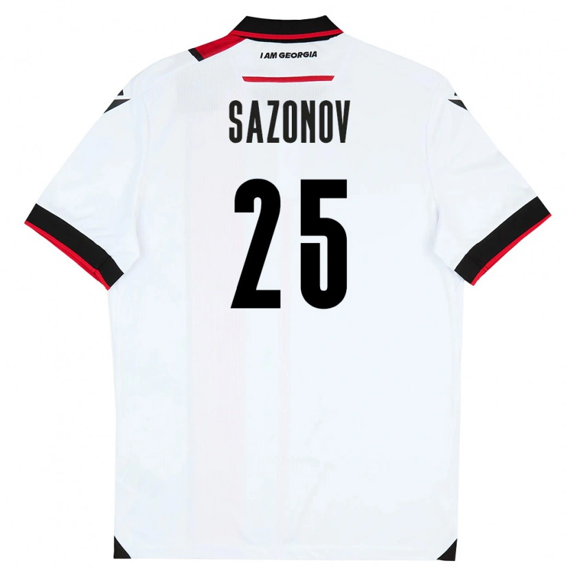 Danxen Niño Camiseta Georgia Saba Sazonov #25 Blanco Negro Rojo 1ª Equipación 26-28 La Camisa