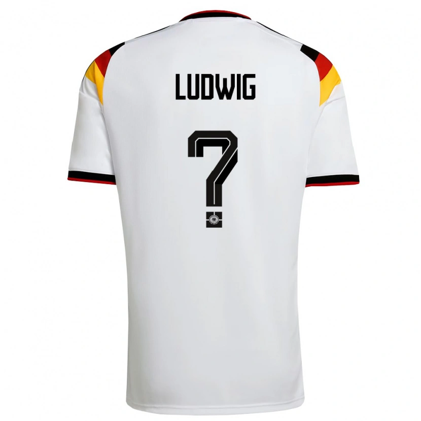 Danxen Niño Camiseta Alemania Linus Ludwig #0 Blanco Negro Rojo 1ª Equipación 26-28 La Camisa