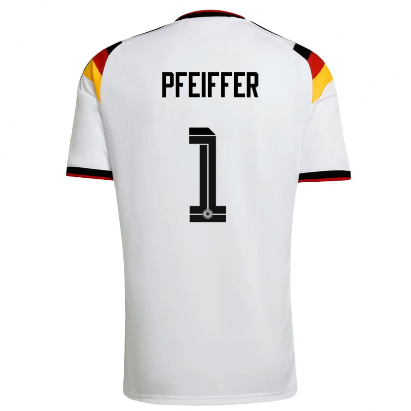 Danxen Niño Camiseta Alemania Tim Pfeiffer #1 Blanco Negro Rojo 1ª Equipación 26-28 La Camisa