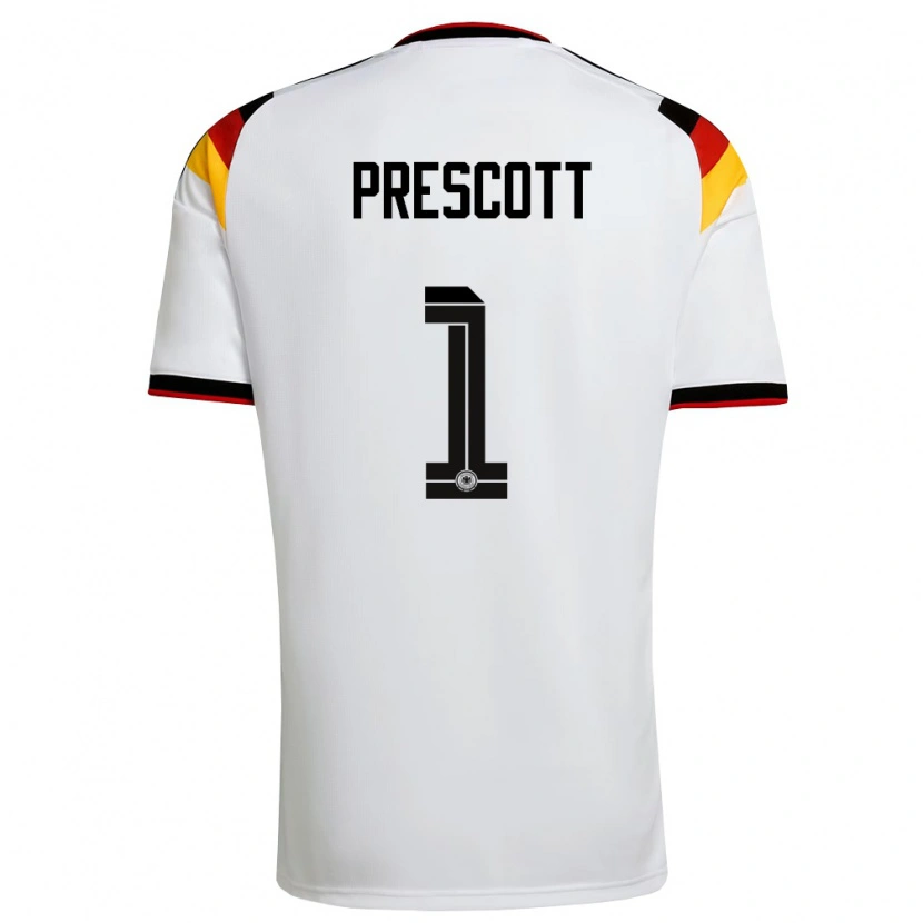 Danxen Niño Camiseta Alemania Leonard Prescott #1 Blanco Negro Rojo 1ª Equipación 26-28 La Camisa