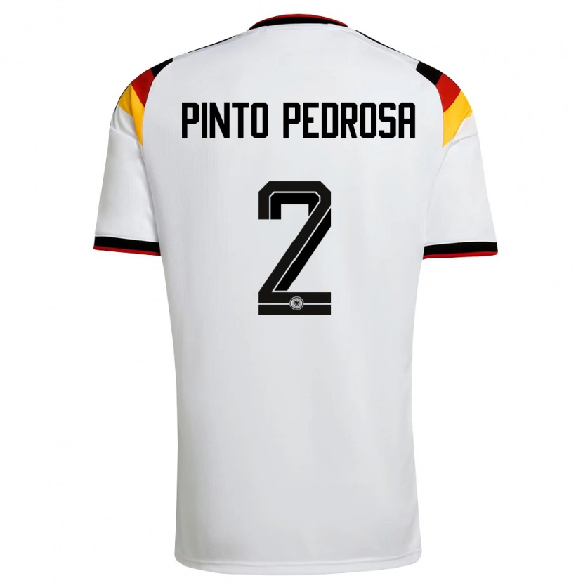 Danxen Niño Camiseta Alemania Rafael Pinto Pedrosa #2 Blanco Negro Rojo 1ª Equipación 26-28 La Camisa