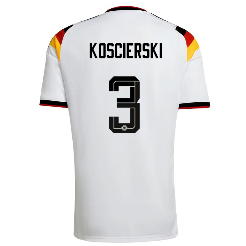 Danxen Niño Camiseta Alemania Kacper Koscierski #3 Blanco Negro Rojo 1ª Equipación 26-28 La Camisa