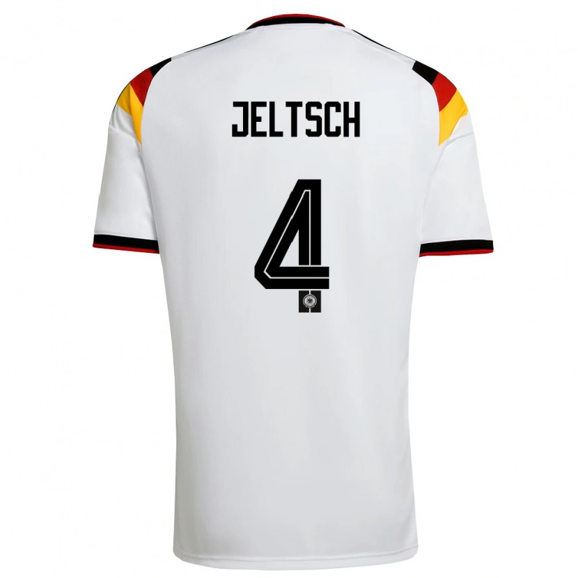 Danxen Niño Camiseta Alemania Finn Jeltsch #4 Blanco Negro Rojo 1ª Equipación 26-28 La Camisa