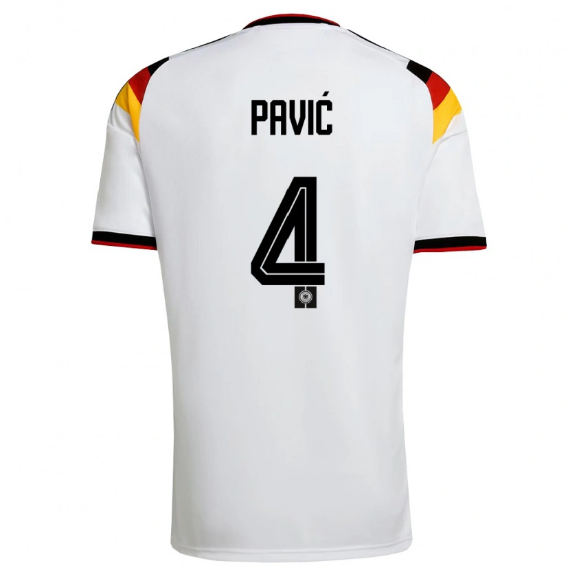 Danxen Niño Camiseta Alemania Filip Pavić #4 Blanco Negro Rojo 1ª Equipación 26-28 La Camisa