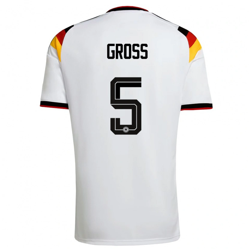 Danxen Niño Camiseta Alemania Pascal Groß #5 Blanco Negro Rojo 1ª Equipación 26-28 La Camisa