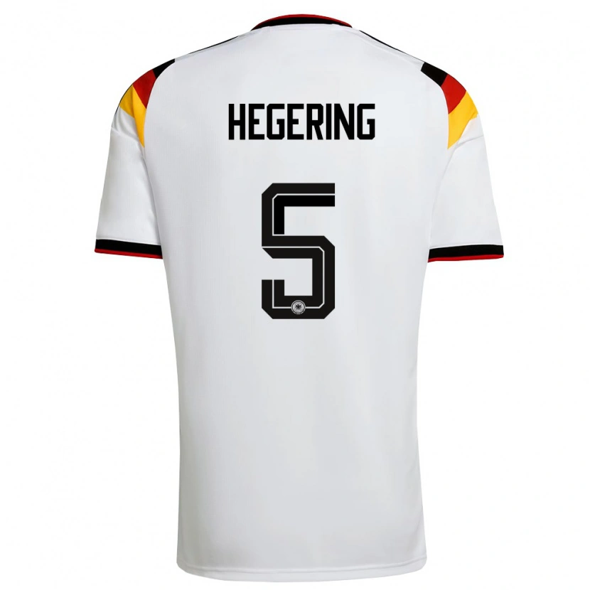 Danxen Niño Camiseta Alemania Marina Hegering #5 Blanco Negro Rojo 1ª Equipación 26-28 La Camisa