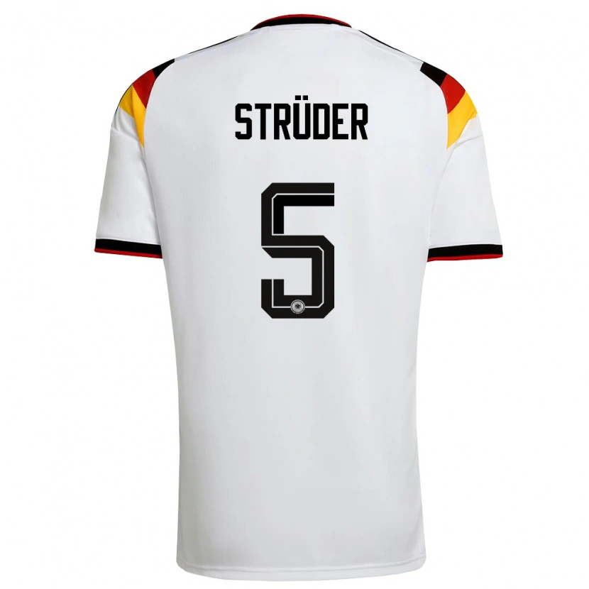Danxen Niño Camiseta Alemania Mika Strüder #5 Blanco Negro Rojo 1ª Equipación 26-28 La Camisa
