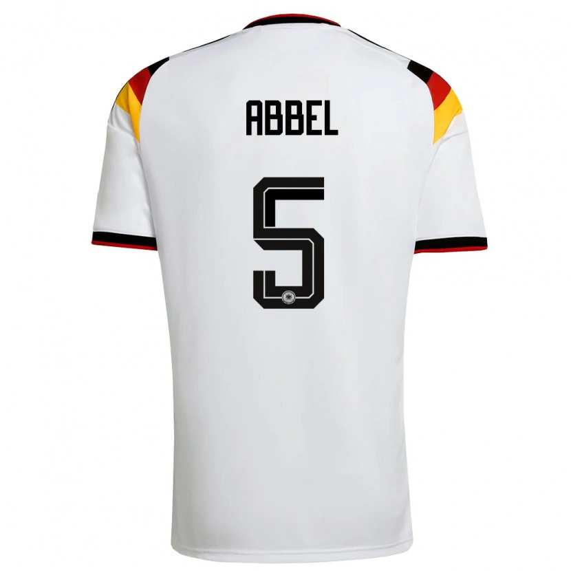 Danxen Niño Camiseta Alemania Erik Abbel #5 Blanco Negro Rojo 1ª Equipación 26-28 La Camisa