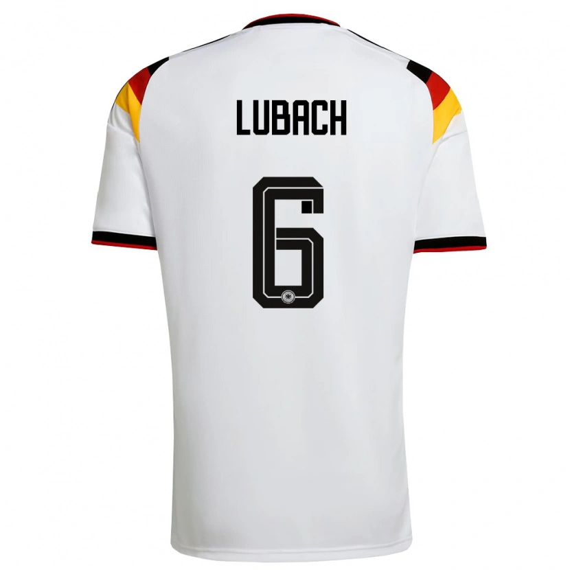 Danxen Niño Camiseta Alemania Rafael Lubach #6 Blanco Negro Rojo 1ª Equipación 26-28 La Camisa