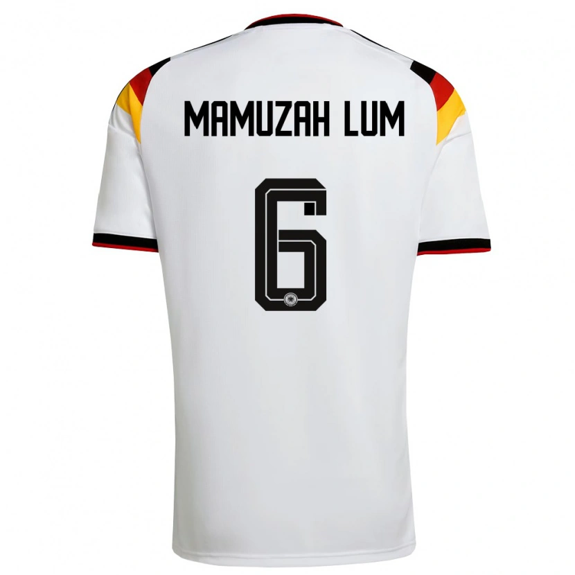 Danxen Niño Camiseta Alemania Boris Mamuzah Lum #6 Blanco Negro Rojo 1ª Equipación 26-28 La Camisa