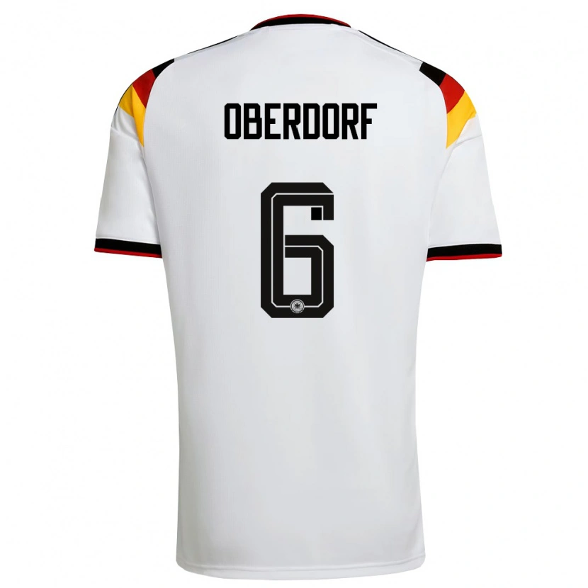 Danxen Niño Camiseta Alemania Lena Oberdorf #6 Blanco Negro Rojo 1ª Equipación 26-28 La Camisa