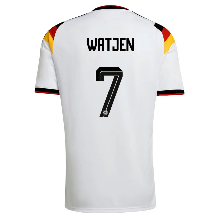 Danxen Niño Camiseta Alemania Kjell Wätjen #7 Blanco Negro Rojo 1ª Equipación 26-28 La Camisa