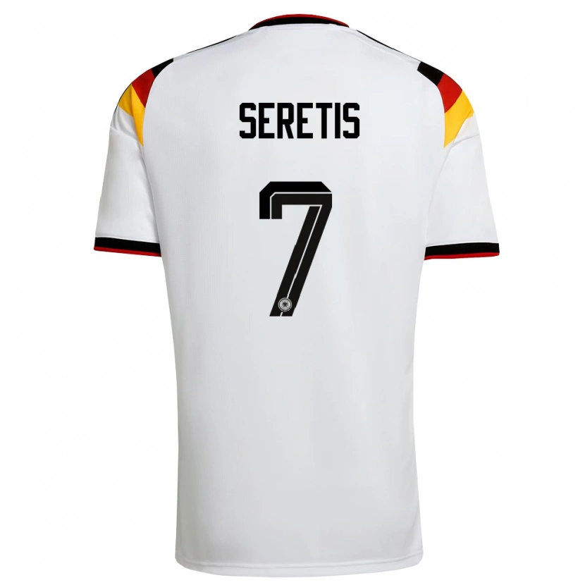 Danxen Niño Camiseta Alemania Isaiah Seretis #7 Blanco Negro Rojo 1ª Equipación 26-28 La Camisa