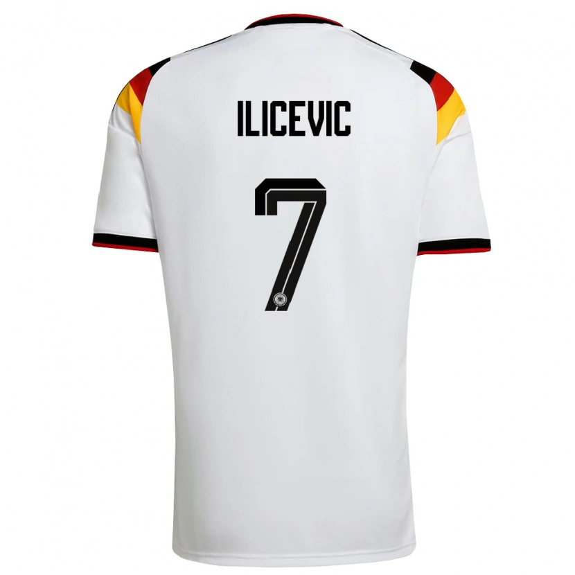 Danxen Niño Camiseta Alemania Niko Ilicevic #7 Blanco Negro Rojo 1ª Equipación 26-28 La Camisa