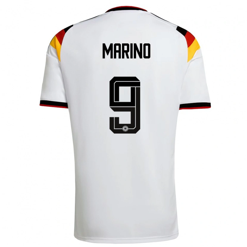 Danxen Niño Camiseta Alemania Stefano Marino #9 Blanco Negro Rojo 1ª Equipación 26-28 La Camisa