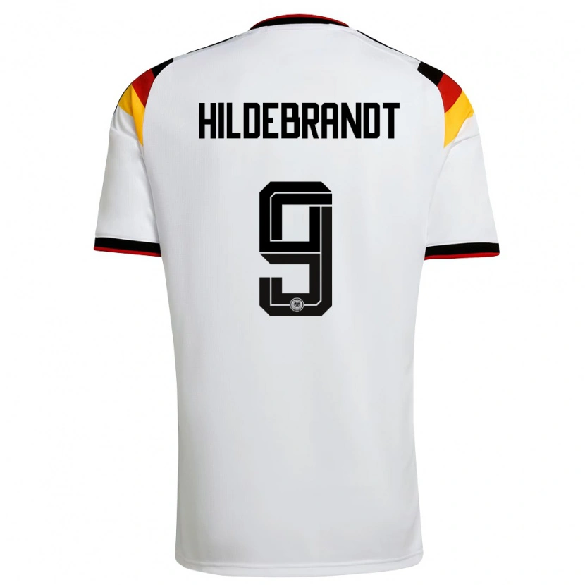 Danxen Niño Camiseta Alemania Niklas Hildebrandt #9 Blanco Negro Rojo 1ª Equipación 26-28 La Camisa