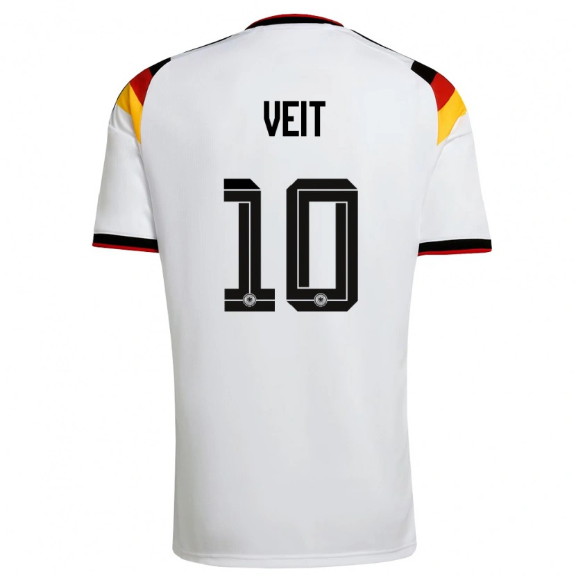 Danxen Niño Camiseta Alemania Jannik Veit #10 Blanco Negro Rojo 1ª Equipación 26-28 La Camisa