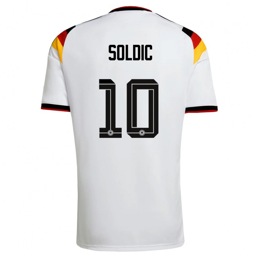 Danxen Niño Camiseta Alemania Marko Soldic #10 Blanco Negro Rojo 1ª Equipación 26-28 La Camisa