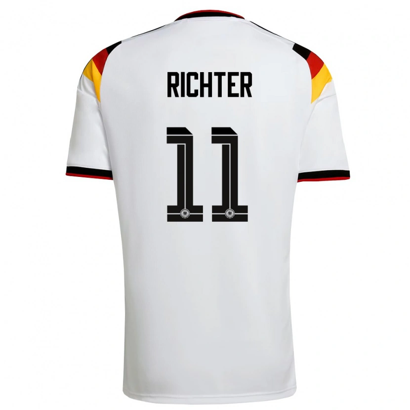Danxen Niño Camiseta Alemania Daniel Richter #11 Blanco Negro Rojo 1ª Equipación 26-28 La Camisa