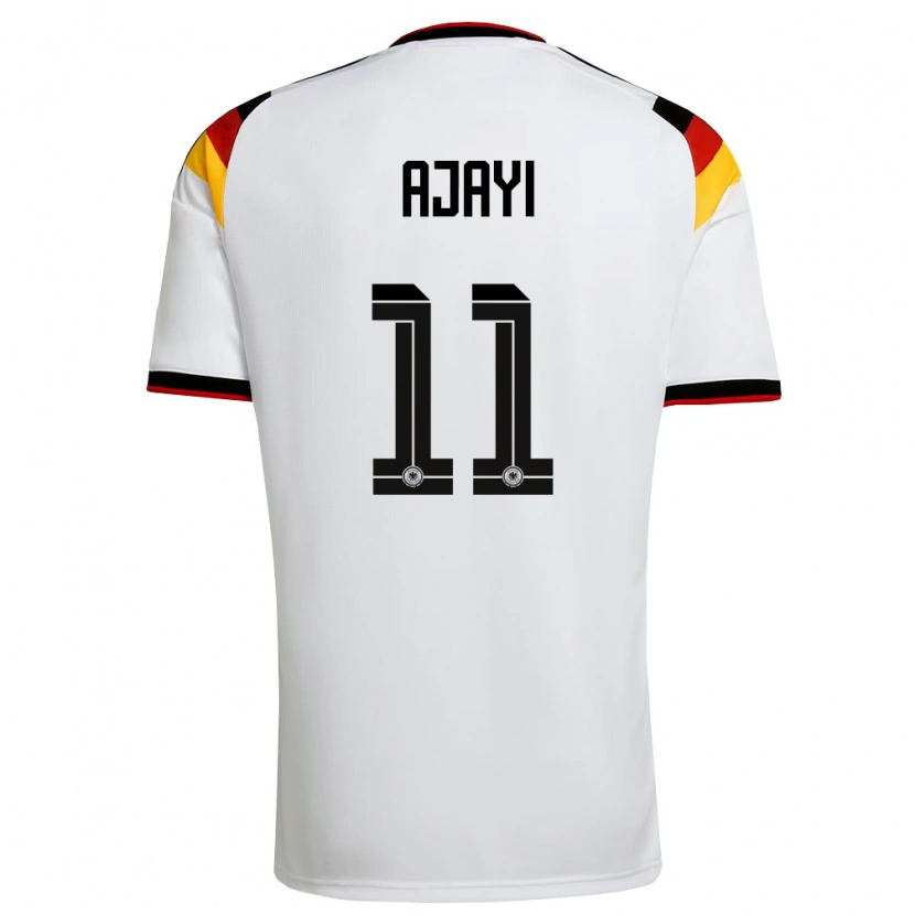 Danxen Niño Camiseta Alemania Noah Ajayi #11 Blanco Negro Rojo 1ª Equipación 26-28 La Camisa