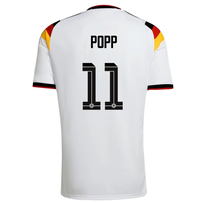Danxen Niño Camiseta Alemania Alexandra Popp #11 Blanco Negro Rojo 1ª Equipación 26-28 La Camisa