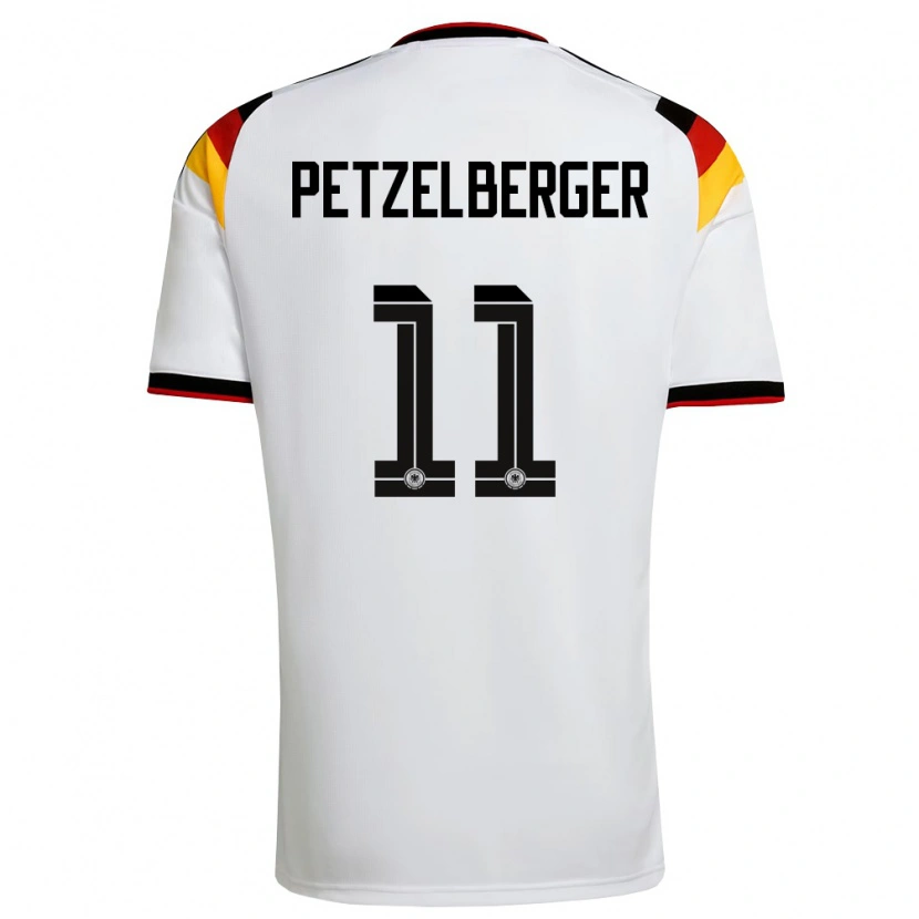Danxen Niño Camiseta Alemania Ramona Petzelberger #11 Blanco Negro Rojo 1ª Equipación 26-28 La Camisa