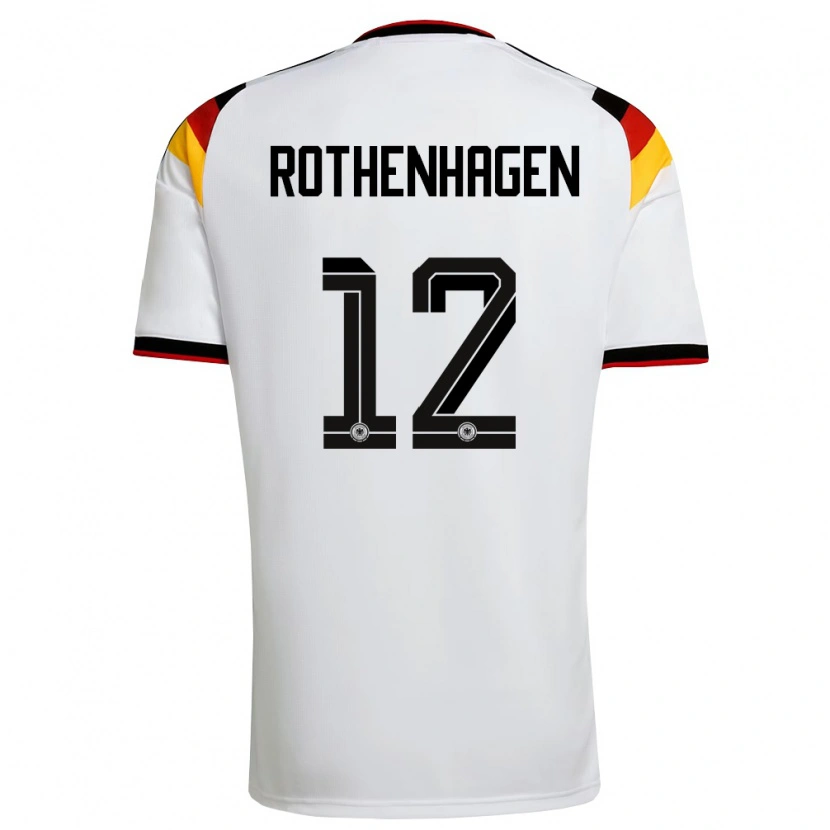 Danxen Niño Camiseta Alemania Lio Rothenhagen #12 Blanco Negro Rojo 1ª Equipación 26-28 La Camisa